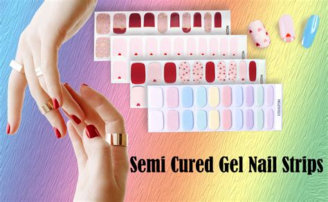 Amazon YIZHUO Semi Cured Gel Nail Strips Kit Nude Pink Floral