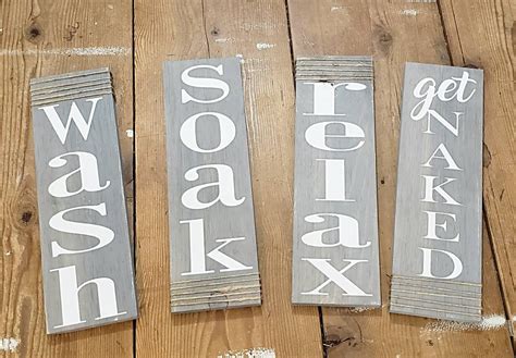 Wash Soak Relax Get Naked Bath Signs Rustic Bath Wash Etsy