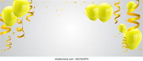 Celebration Party Banner Yellow Balloons Isolated Stock Vector Royalty