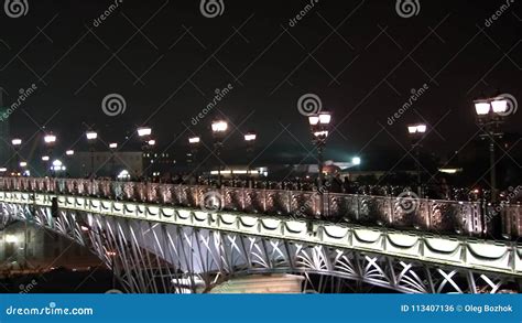 Glowing Patriarchal Bridge To Cathedral Of Christ Savior In Moscow