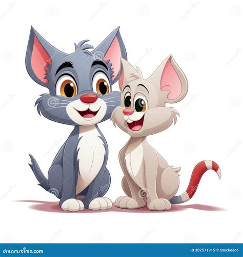 Tom and Jerry Style Cartoon Cats in Detailed Costumes Stock ...