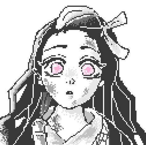 Nezuko Pixel Art Grid X