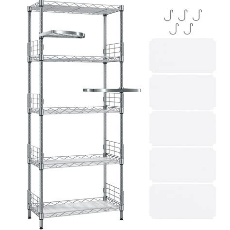 Linsy Home Sturdy And Durable 5 Tier Storage Shelves 2 Rotatable Shelves