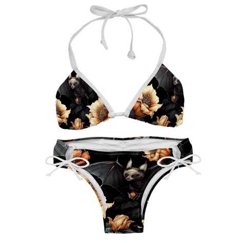 Bats Swimwear Bikini Set With Detachable Sponge Adjustable Strap Two