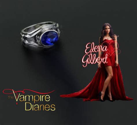 The Vampire Diaries Elena Gilbert Oval Blue Sapphire Silver Plated