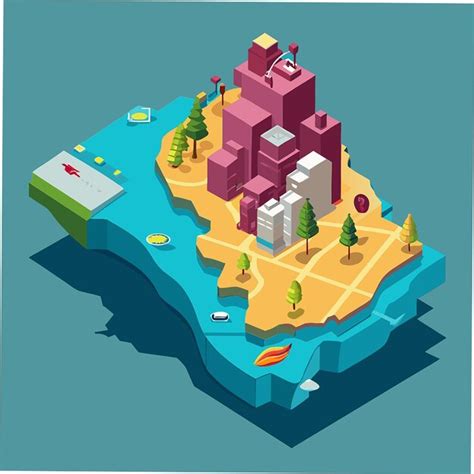 Isometric 3D Qatar Map Stylized Vector Map Illustration With Cities