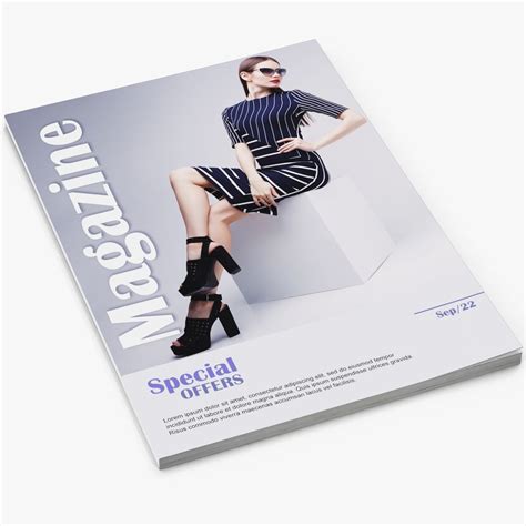 Fashion Magazine Mockup D Model Max Ds Blend C D Fbx Ma