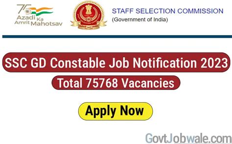 Ssc Gd Constable Job Notification Total Vacancy