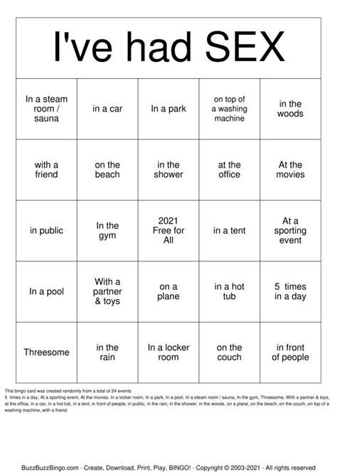 Sex Bingo Bingo Cards To Download Print And Customize