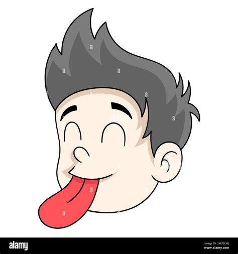 Handsome Face Boy Head Was Mockingly Sticking Out His Tongue Vector