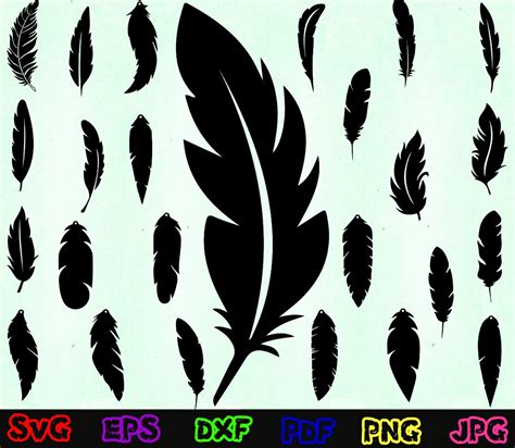 Feather Svg Boho Feather Svg Feather Silhouette Feather Etsy