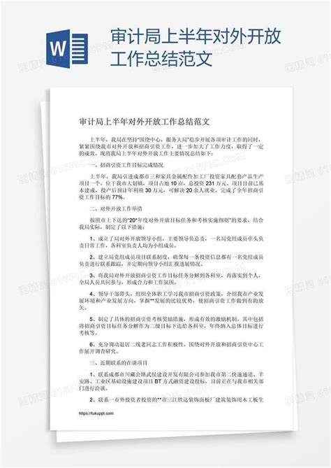 审计局上半年对外开放工作总结范文word模板免费下载编号zq8alj5mz图精灵