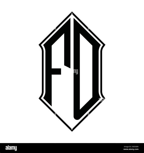 FD Logo Monogram With Shieldshape And Black Outline Design Template