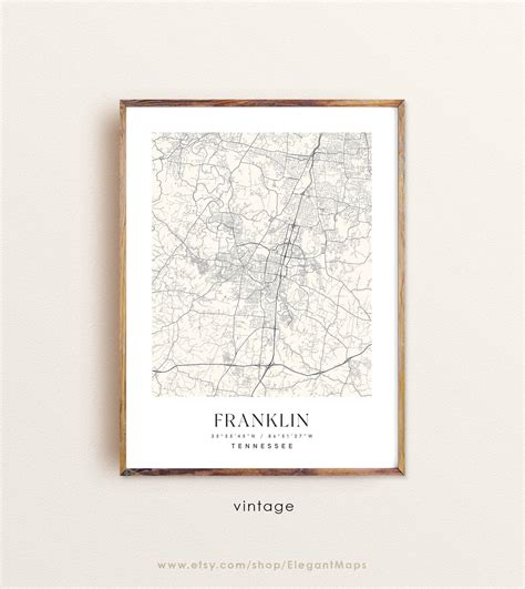 Franklin Tennessee Map Franklin TN Map Franklin City Print - Etsy