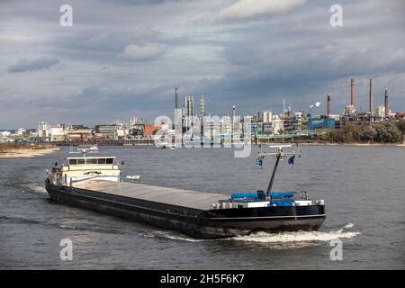 Tanker Vessel On The Rhine View To The Chempark Former Known As The