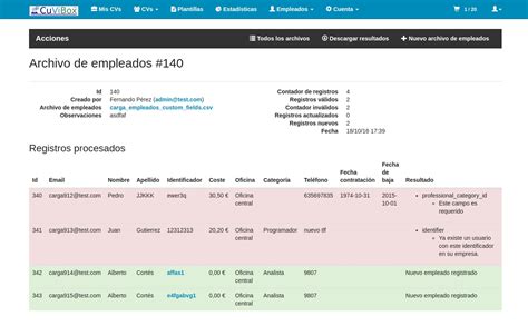 Carga Masiva De Empleados Cuvibox Curriculum Vitae Management