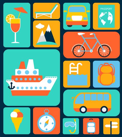 Travel flat icons set 452725 Vector Art at Vecteezy