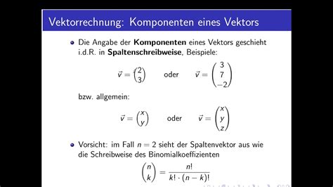 Vektorenrechnung Teil 3 Vektorkomponenten YouTube