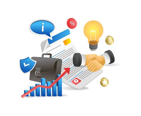 Vector illustration of a business contract with a briefcase and a light bulb 22239649 Vector Art ...