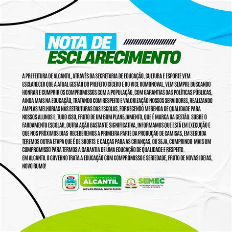 Nota De Esclarecimento Prefeitura De Alcantil