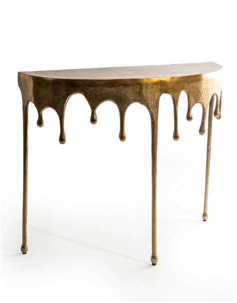 Gold Dali Drip Oval Aluminium Console Table