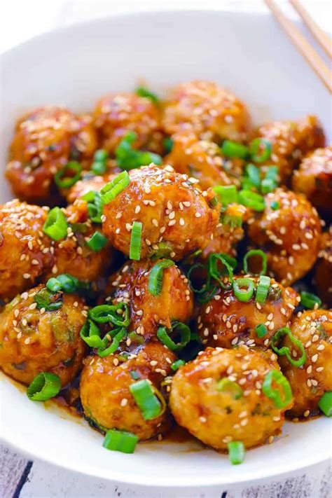 Asian Inspired Chicken Meatballs Bowl Of Delicious