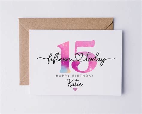 Personalised 15th Birthday Card Fifteenth Birthday Card For Etsy Uk