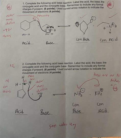 Solved 1 Complete The Following Acid Base Reaction Label