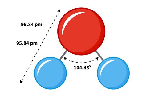 Water Molecule with Bond Angle and Length 44569405 Vector Art at Vecteezy