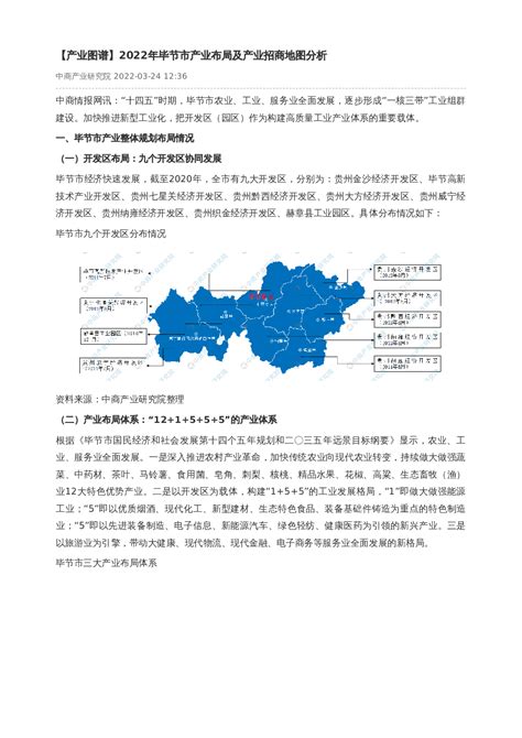 【产业图谱】2022年毕节市产业布局及产业招商地图分析