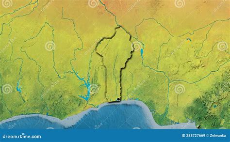 Shape Of Benin Bevelled Topographic Stock Illustration