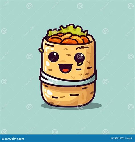 Burritos Hand Drawn Illustration Mexican Burrito Wrap Vector Doodle