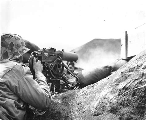 Marine Machine Gunner Iwo Jima 1945 Photo Caption Iwo J Flickr