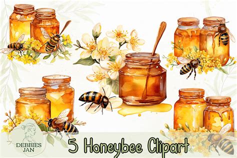 Watercolor Honeybee Clipart Graphic By Debbieesjan Creative Fabrica