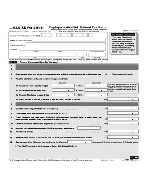 Form Ss Employer S Annual Federal Tax Return Form Free