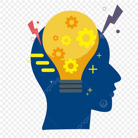 Thinking Brain Clipart Vector Hand Drawn Cartoon Light Bulb Brain