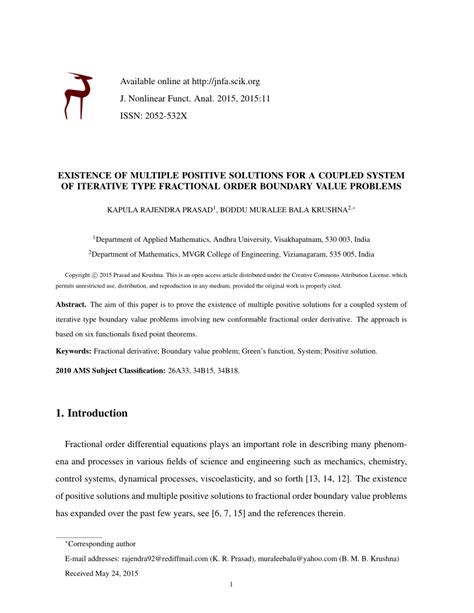 Pdf Existence Of Multiple Positive Solutions For A Coupled System Of