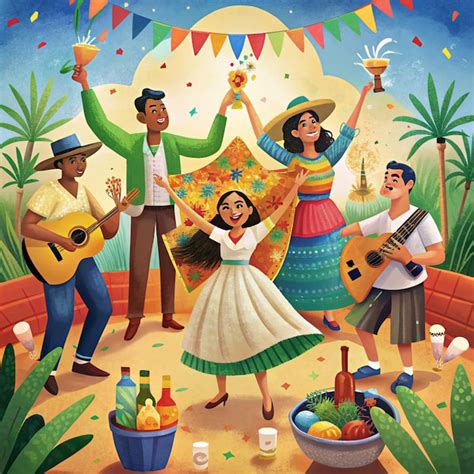 Premium Photo People Celebrating Cinco De Mayo Concept Illustration