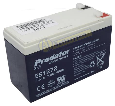 Es1272 Es1272 12volt 7 2ah Predator Sealed Lead Acid Battery F1 Terminals A1 Batterypro