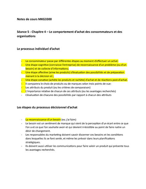 MKG séance 5 Chapitre 4 Il comparera le choix de produits ou de