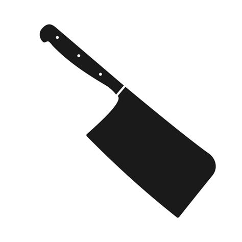 Black butcher knife. Kitchen cleaver knife for meat. Icon design ...