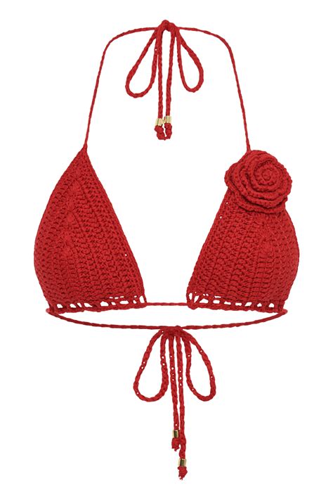 Verali Rose Crochet Bikini Top Red Meshki U S