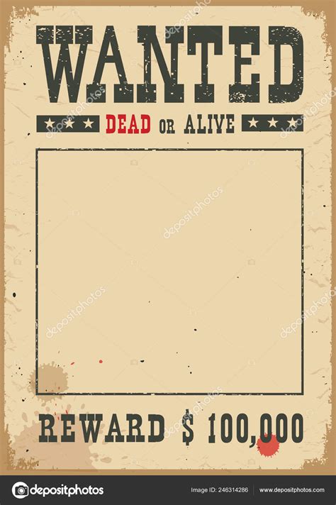 Wanted Poster Portrait Western Vintage Paper Design White Background