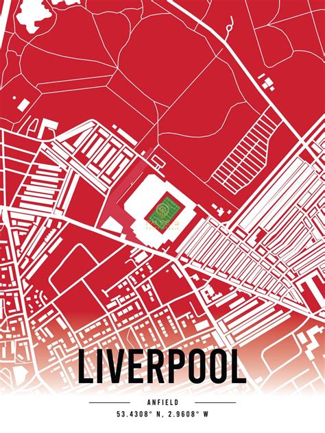 Liverpool Anfield Map Location Print Colour Etsy Uk