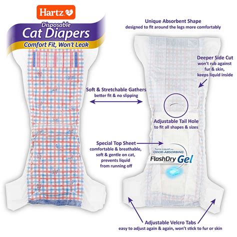 Hartz® Disposable Cat Diapers with FlashDry® Gel Technology, Size S, 7 ...