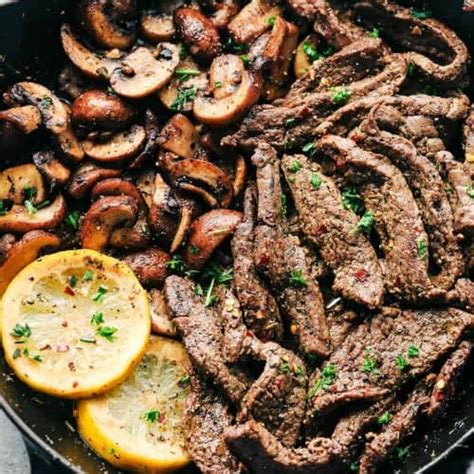 Lemon Garlic Butter Flank Steak With Mushrooms The Recipe Critic