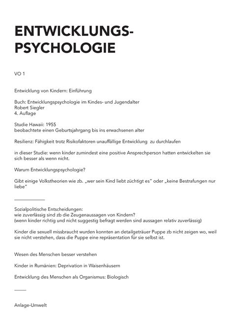 Entwicklungspsychologie 1 VO ENTWICKLUNGS PSYCHOLOGIE VO 1