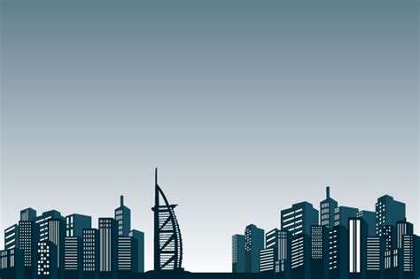 Panoramic Silhouette City Almas Tower Graphic By Cityvector