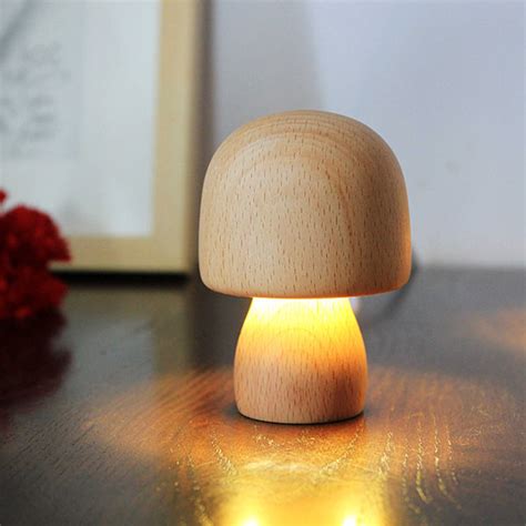 Mushroom Lamp Beech Wood Plug In 3 Styles ApolloBox