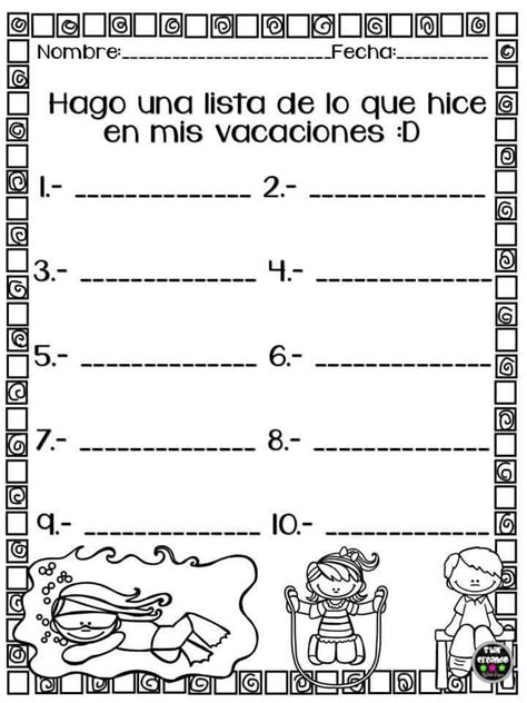 Escritura Imagenes Educativas Actividades De Vacaciones Actividades